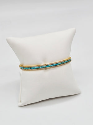 Inlay Bangle Bracelet with Gold Tone Finish