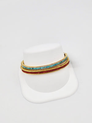 Inlay Bangle Bracelet with Gold Tone Finish
