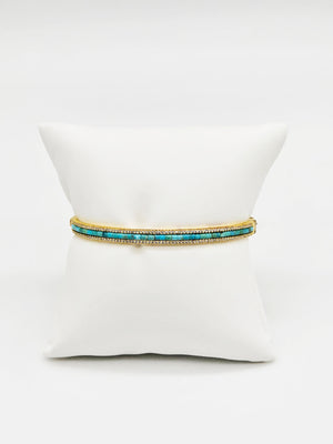 Inlay Bangle Bracelet with Gold Tone Finish