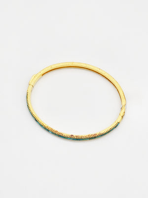 Inlay Bangle Bracelet with Gold Tone Finish