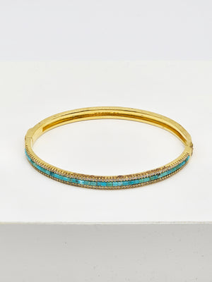 Inlay Bangle Bracelet with Gold Tone Finish