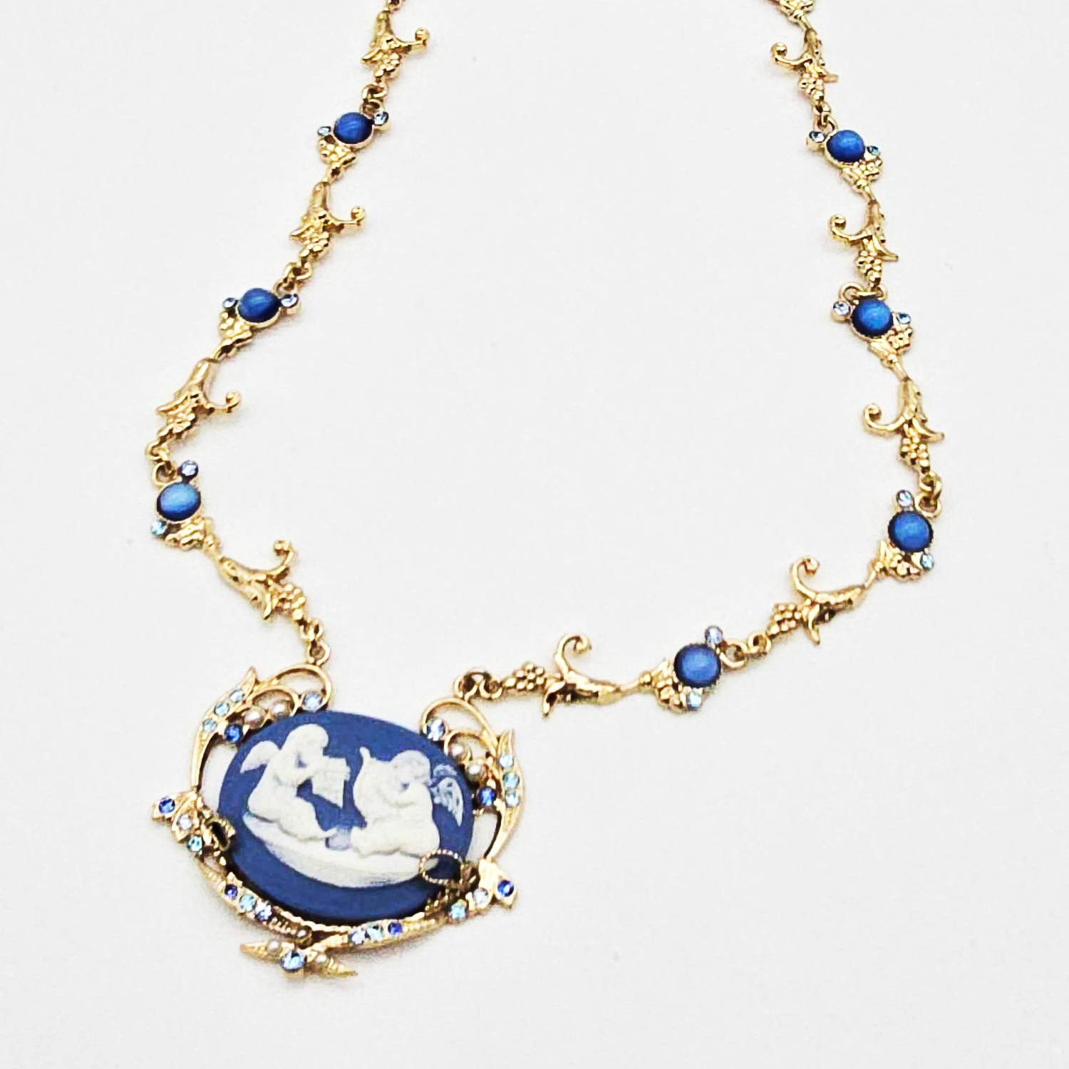 Porcelain Cherub Cameo Necklace