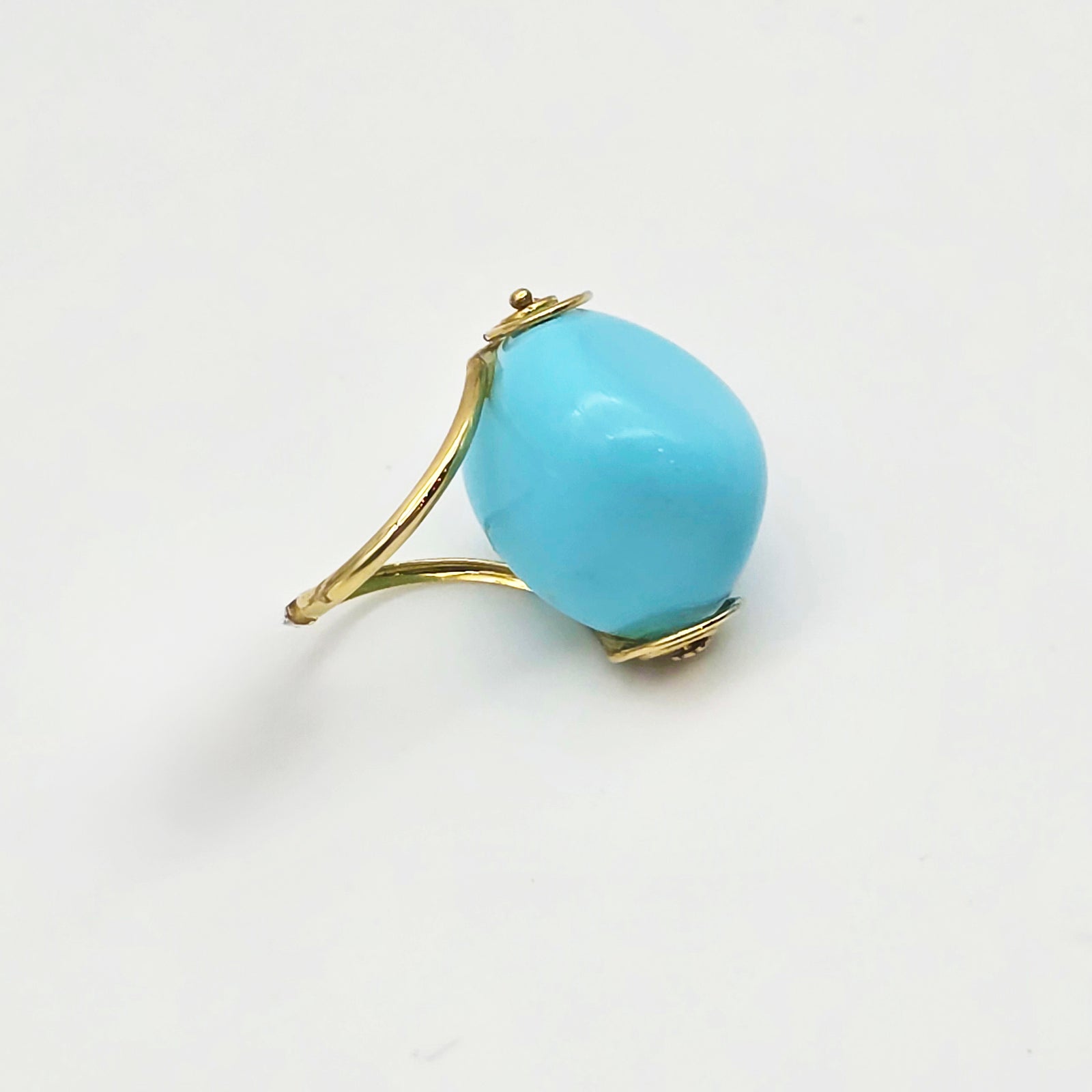 Turquoise Gold Swirl Band Ring
