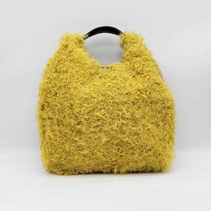 Italian Yellow Lamb Fur Calf Leather Handbag