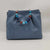 Italian Blue Calf Leather Multi Jewel Handle Handbag