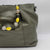 Italian Olive Calf Leather Multi Stone Handle Handbag