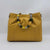 Italian Yellow Calf Leather Multi Stone Handle Handbag