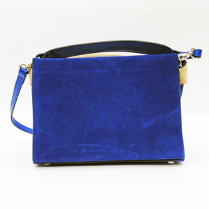 Italian Small Blue / Off White Nubuck Crossbody Bag