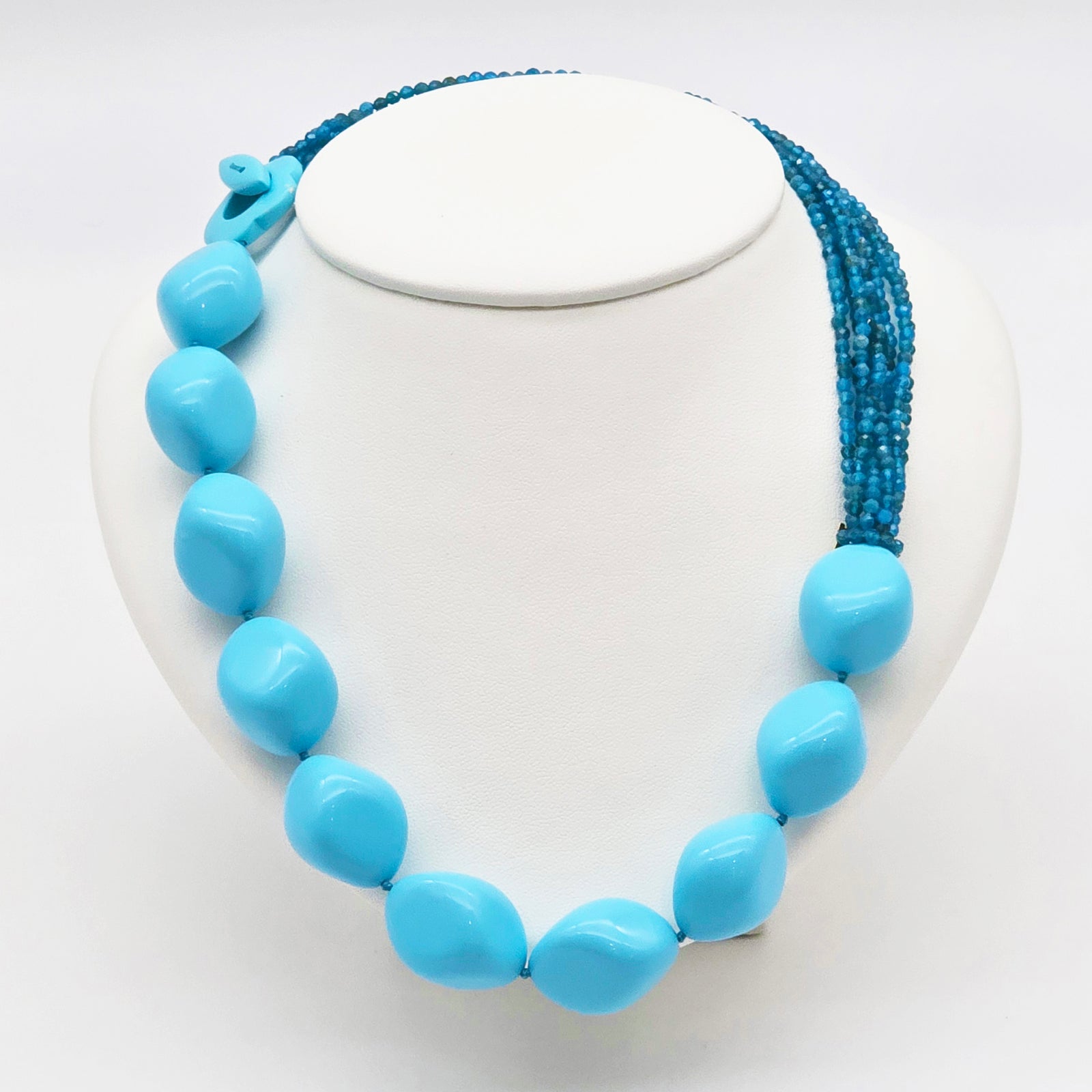 16” Turquoise & Blue Apatite Gold Toggle Necklace