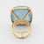 18K R/G Square Cabochon Aquamarine 53ct Ring, Blue Sapphire Border