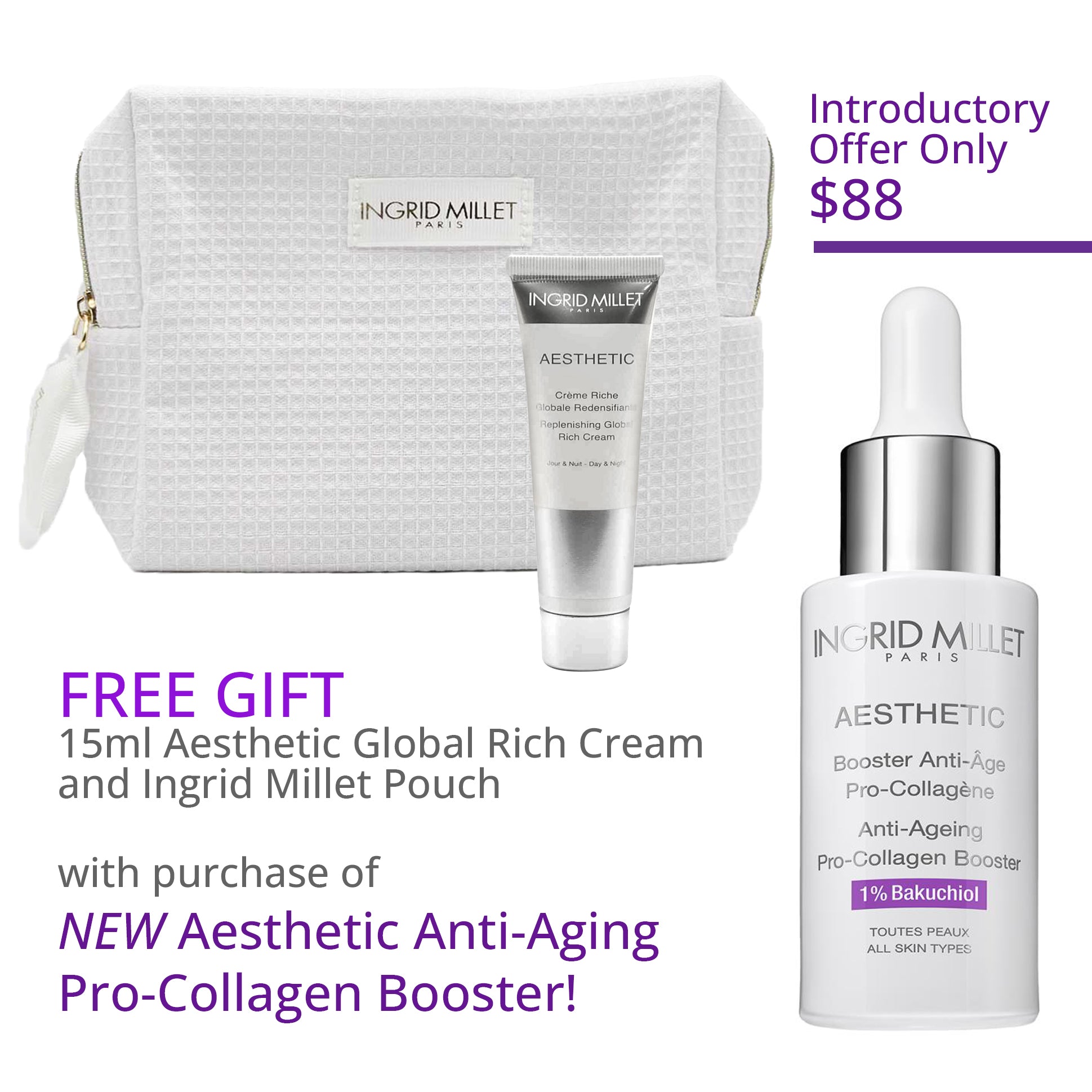 NEW! Ingrid Millet Aesthetic Anti-Aging Pro-Collagen Booster & Gift with Purchase!