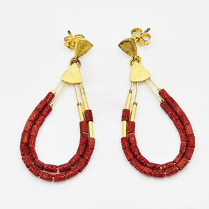 Coral Bead Drop Earrings