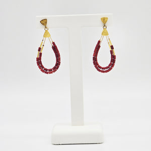 Coral Bead Drop Earrings
