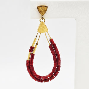 Coral Bead Drop Earrings
