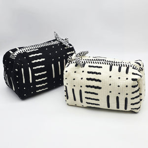 Large Quilted Cotton Cosmetic Pouch with Bow Zipper Pull (Copy)
