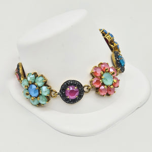 VYG Swarovski Multi-Colored Flowers Crystal Bracelet