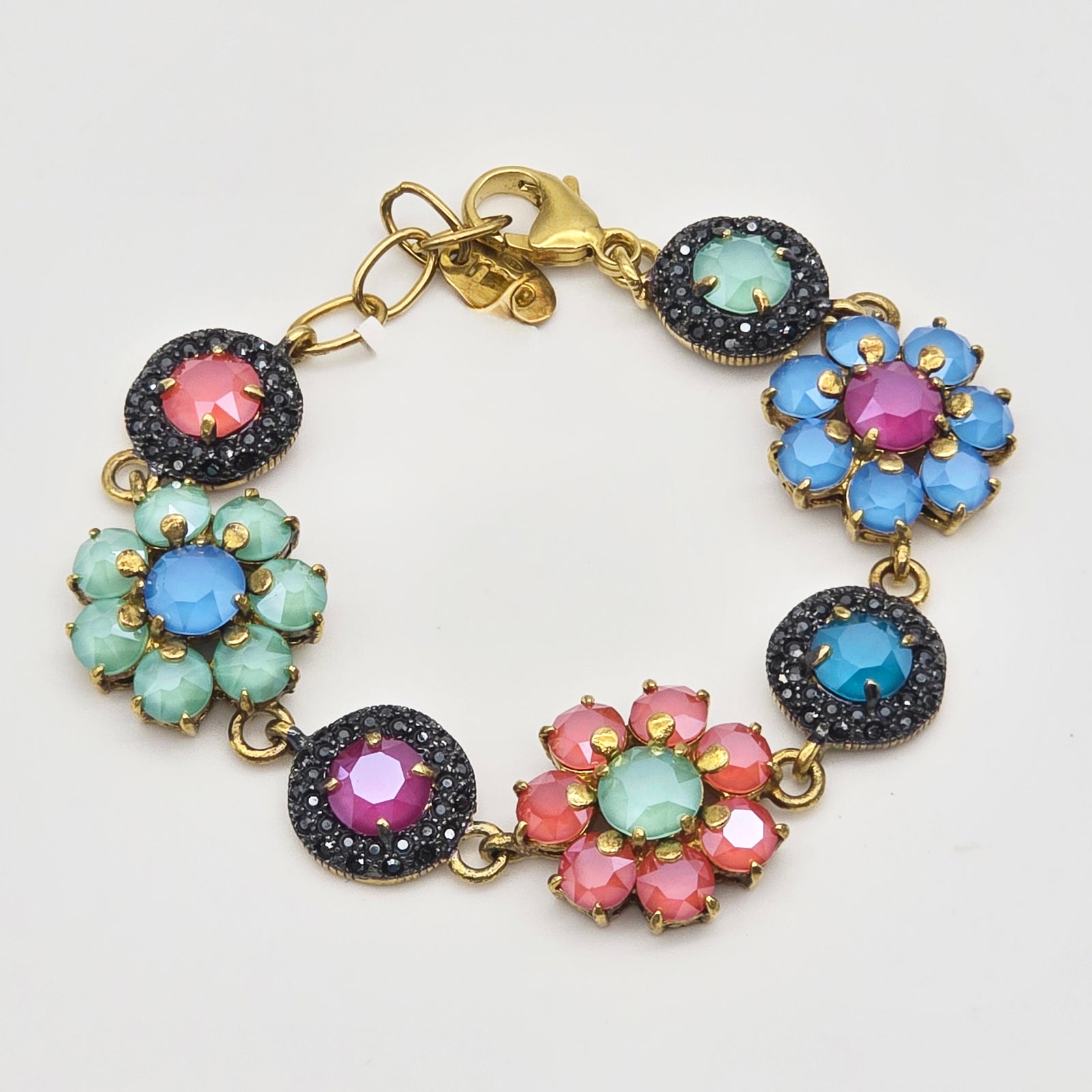 VYG Swarovski Multi-Colored Flowers Crystal Bracelet
