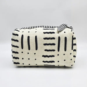 Medium Quilted Cotton Cosmetic Pouch with Bow Zipper Pull