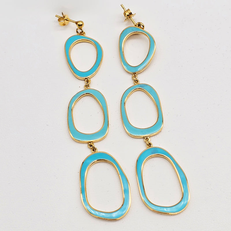 Turquoise Open-Link Drop Earrings