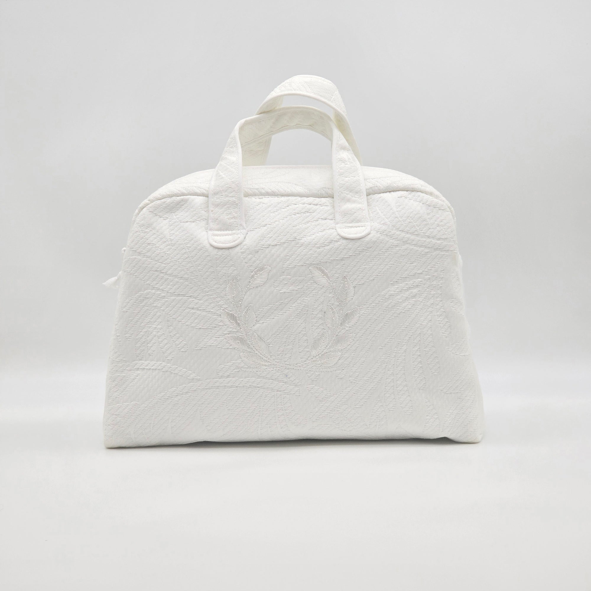 White Cotton Linen Toiletry Travel Bag – Double Handle