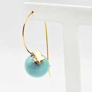 Turquoise Butterfly Hoop Earrings