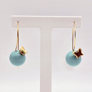 Turquoise Butterfly Hoop Earrings