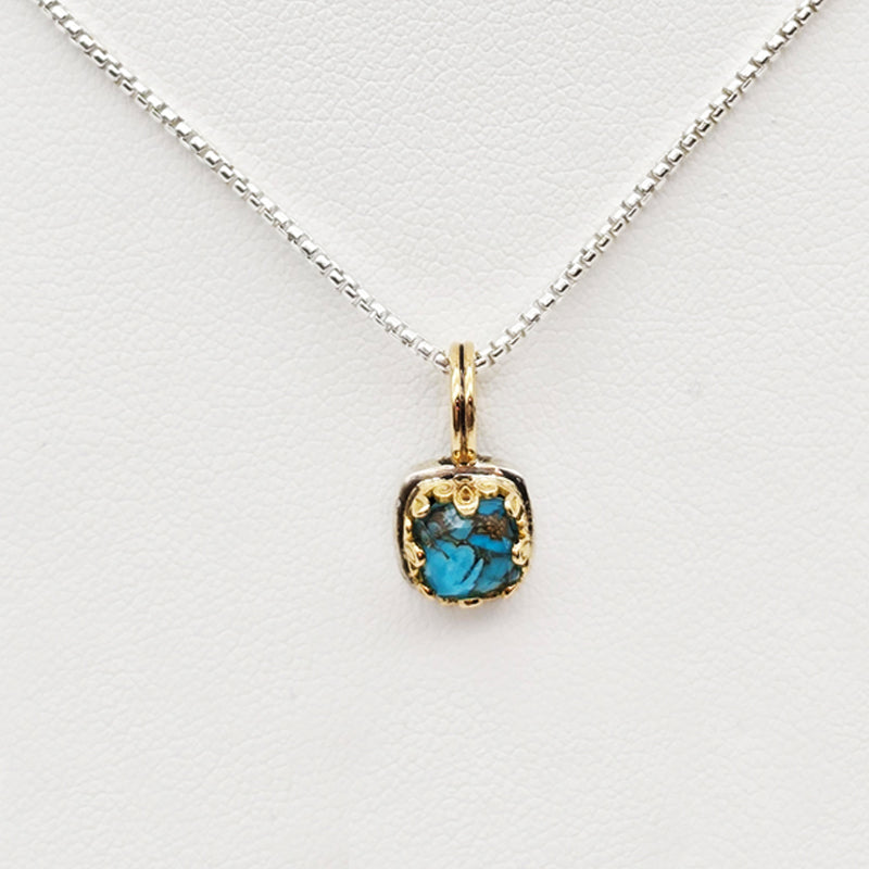 Blue Mosaic Turquoise Pendant Necklace